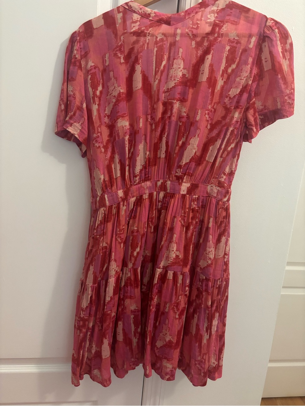 ba&sh Pink and Red Abstract Button-Front Mini Dress - Picture 3 of 3